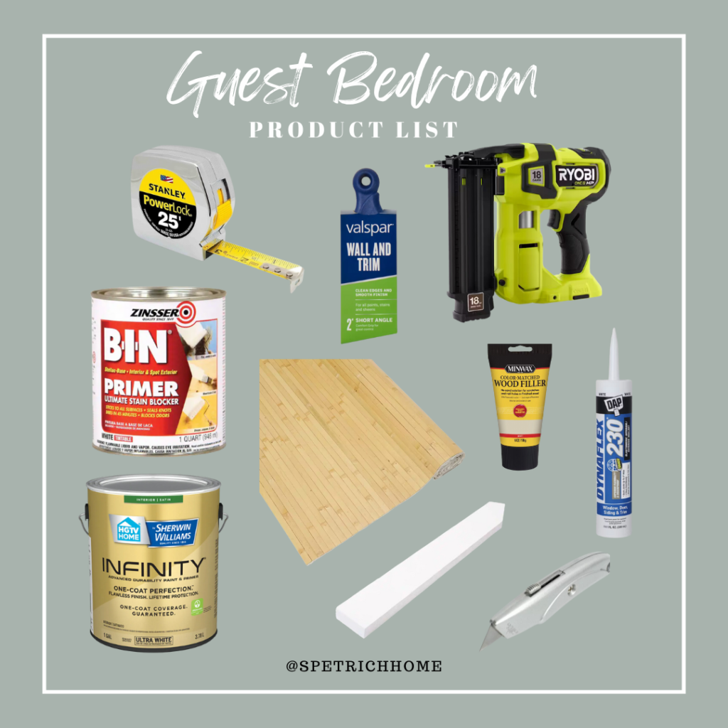 Guest Bedroom Product List
 