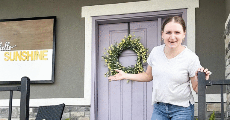 I kicked off my front yard redesign with gray painted concrete!