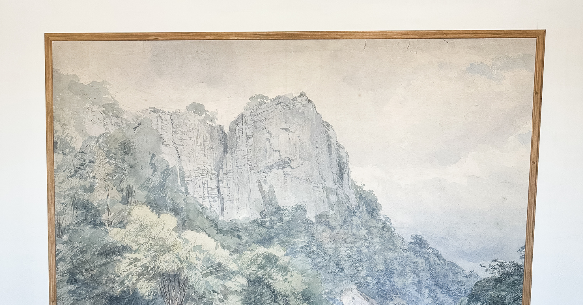 This image shows a peel-and-stick wallpaper mural.