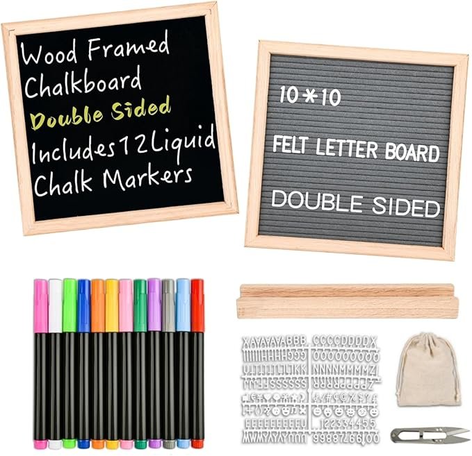 Double-sided chalkboard and felt board