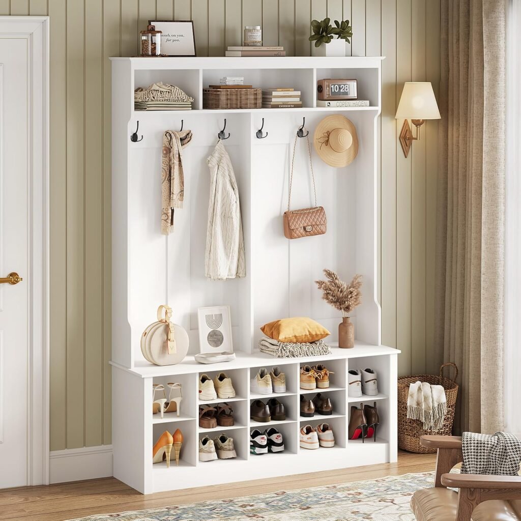 Create a back to school drop zone with this locker and shoe storage unit