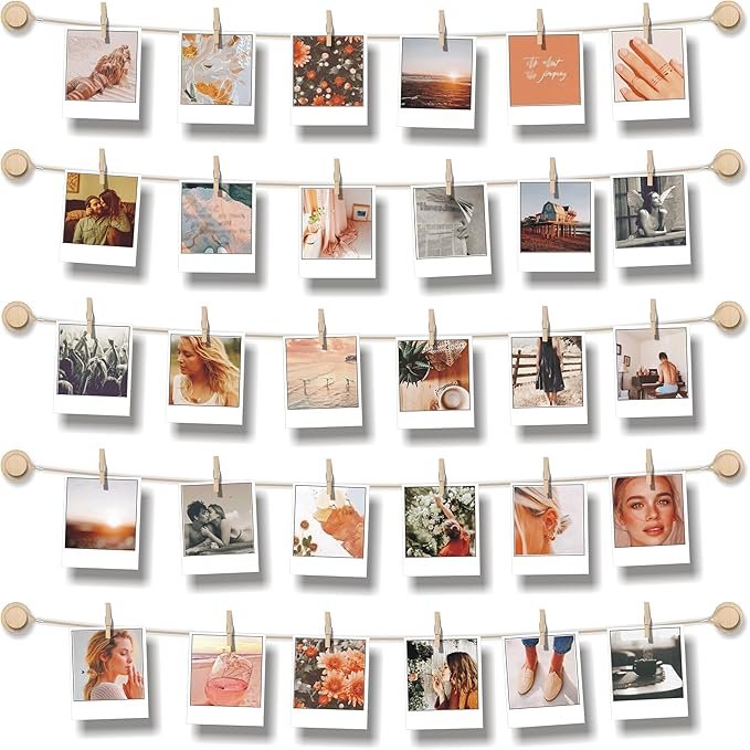 This hanging photo display prevents wall damage