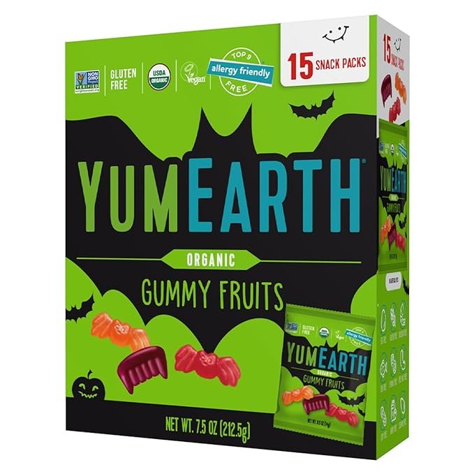Dye-free Halloween treats: YumEarth gummy fruits