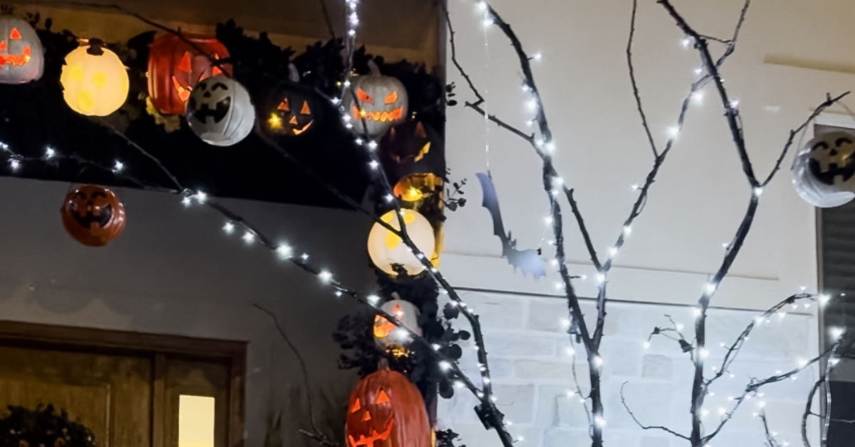 Halloween tree with string lights