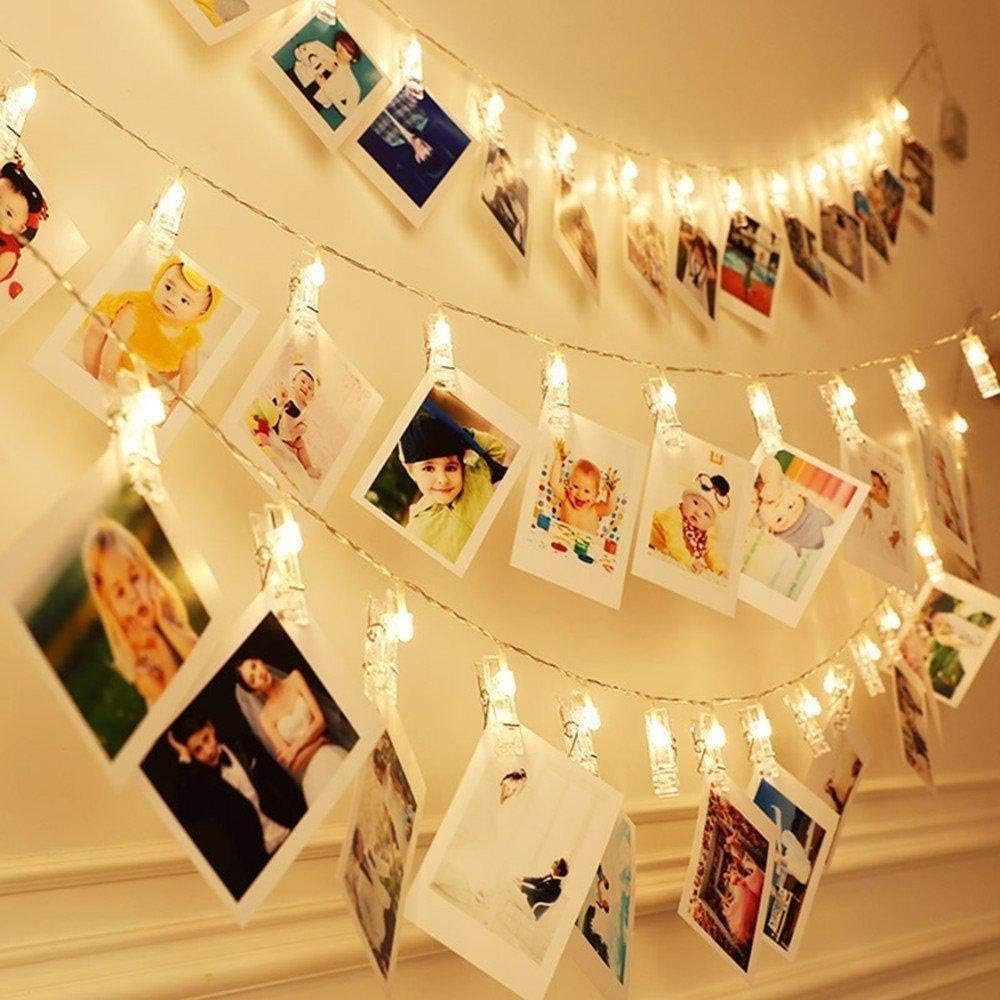 String lights with photos
