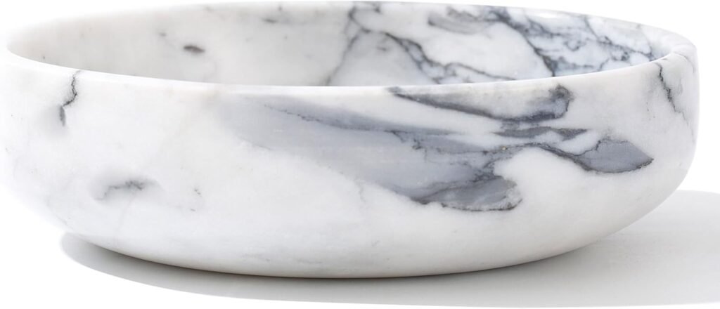White and gray marble bowl