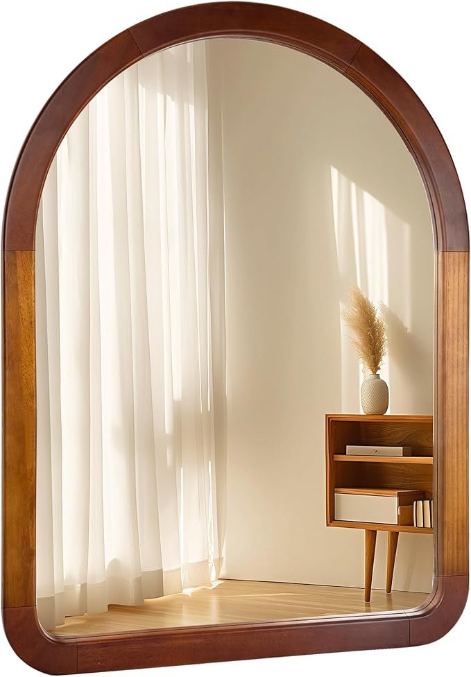Wood arched mirror