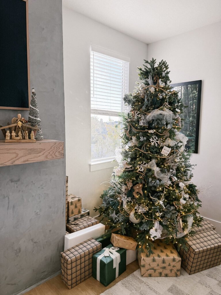 Fully decorated Christmas tree