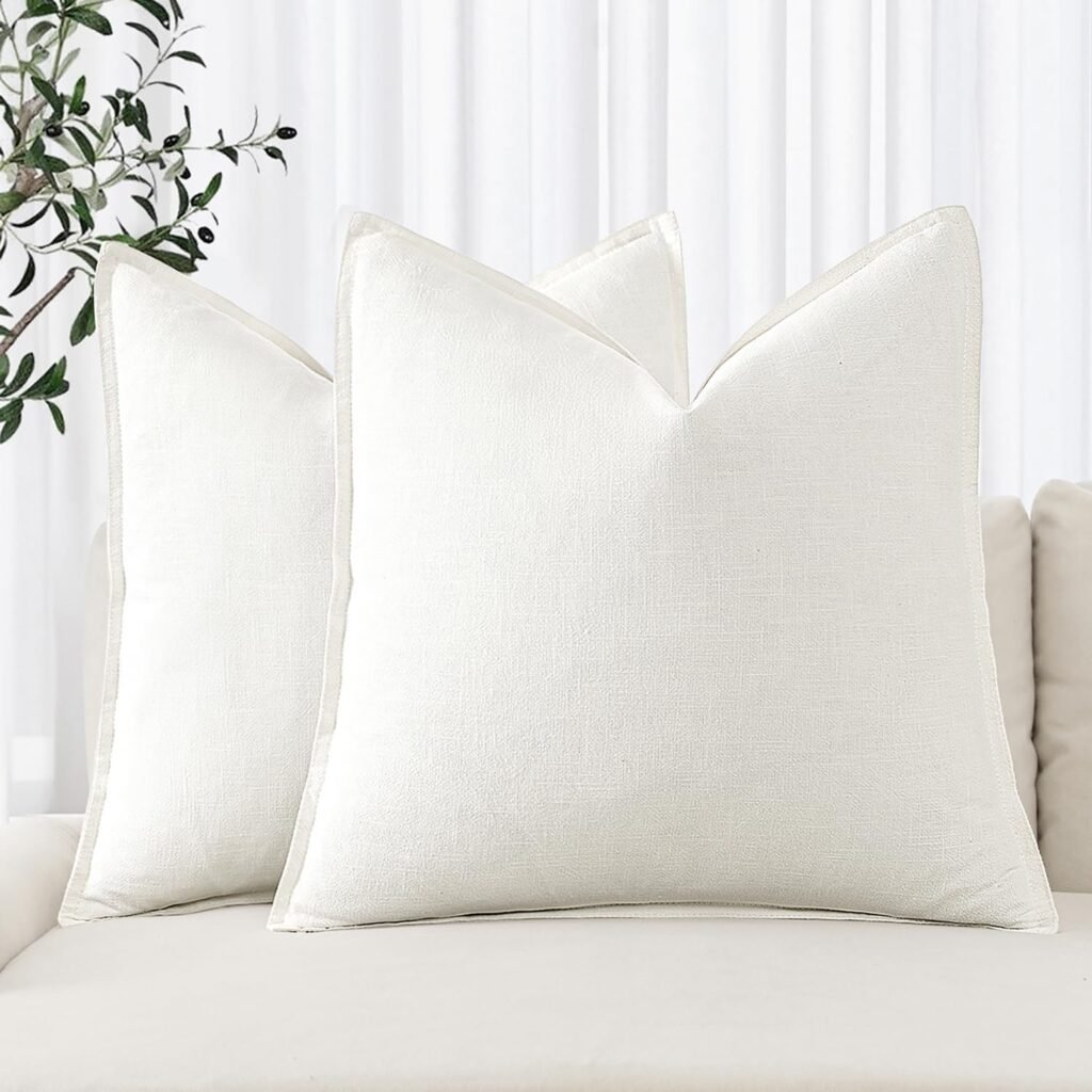 Home reset idea: update pillows with these white linen throw pillow covers