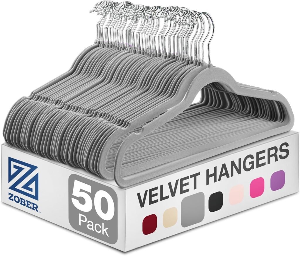 Home reset idea: swap out mismatched hangers for these gray velvet hangers in a 50 pack