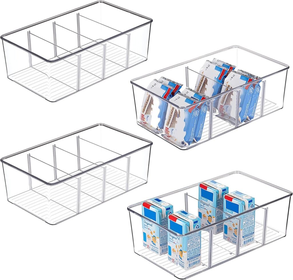 Home reset idea: update pantry with these clear acrylic snack bins divided into thirds