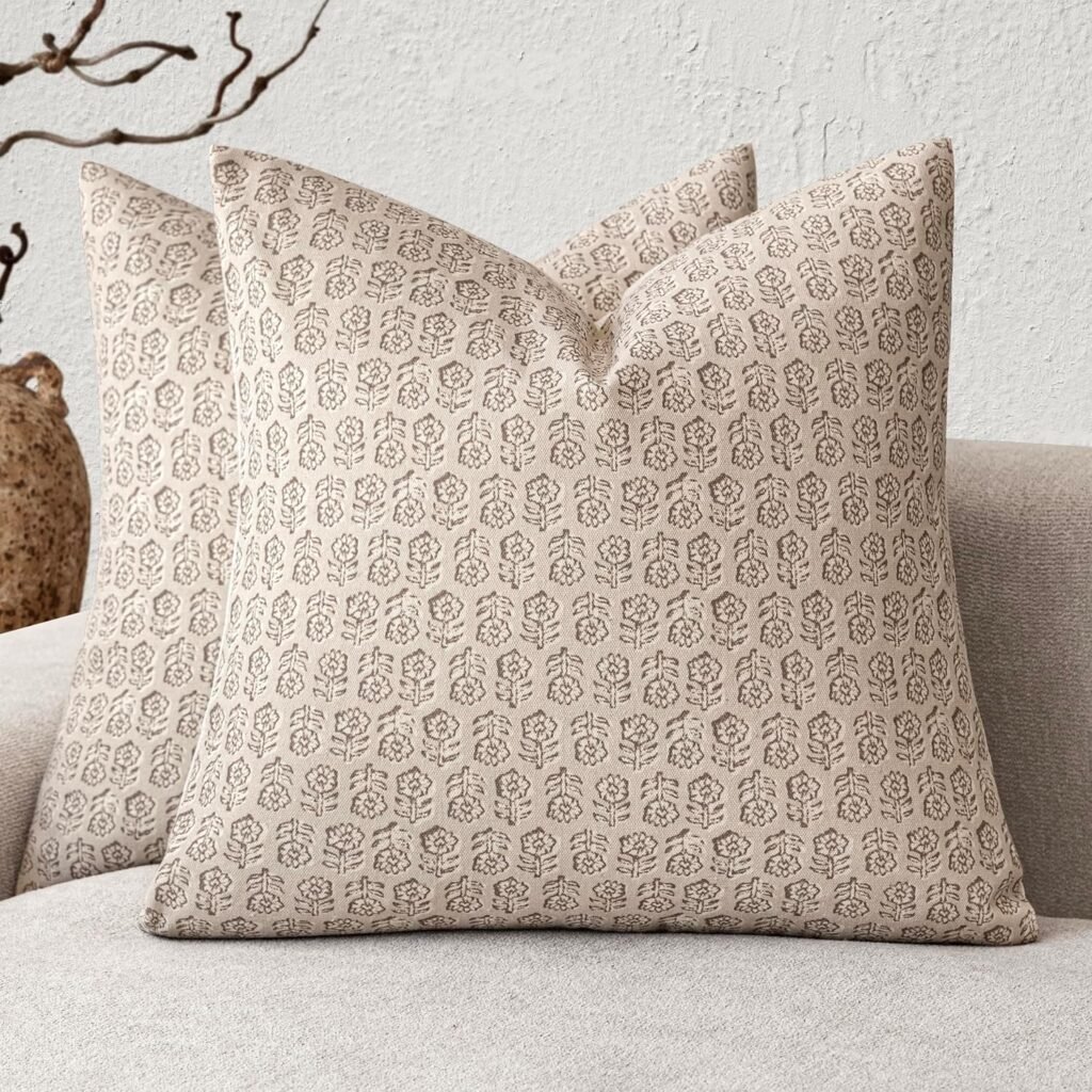 Home reset idea: update pillows with these beige and brown floral throw pillow covers