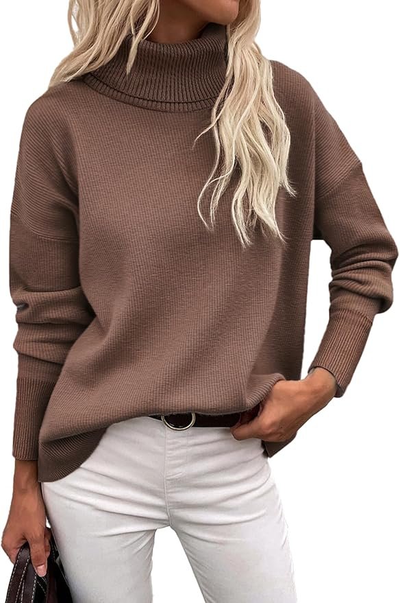Family photo outfits idea: Women's brown turtleneck sweater