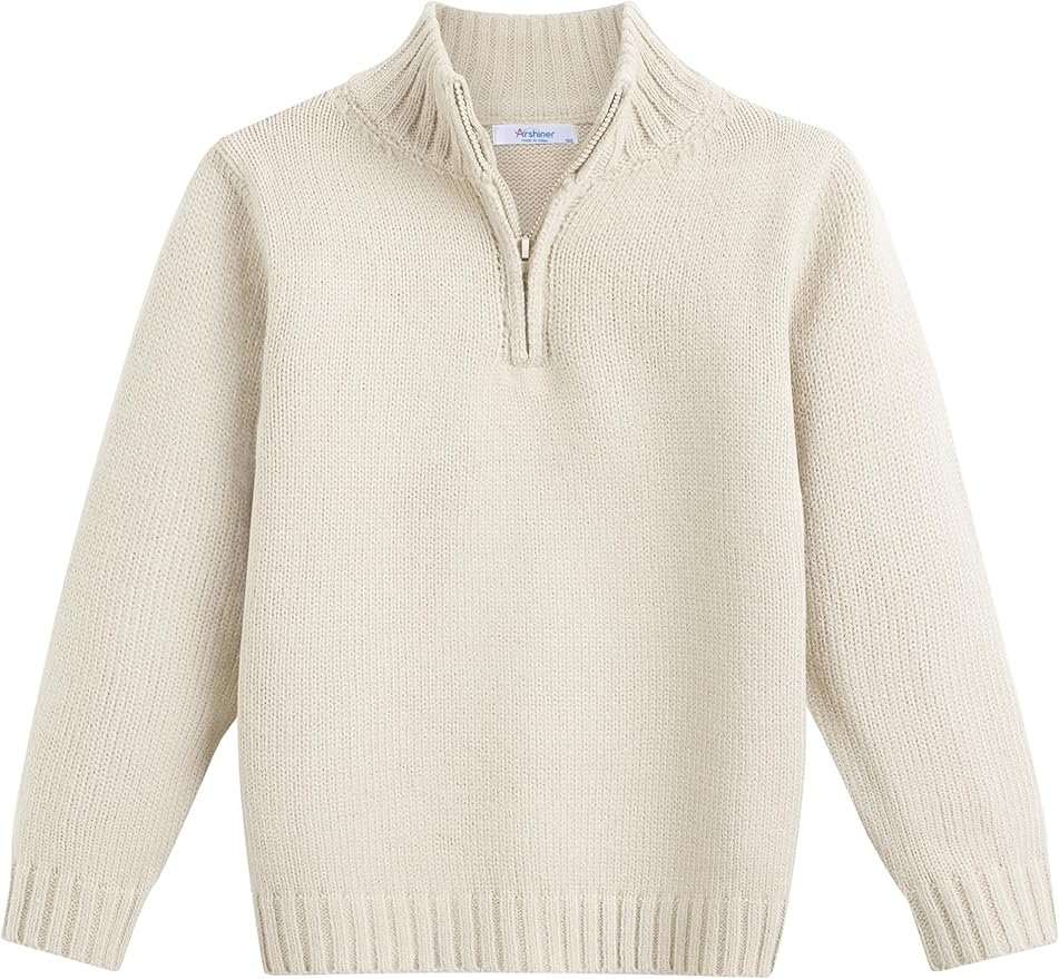 Family photo outfits idea: Boys beige quarter zip sweater