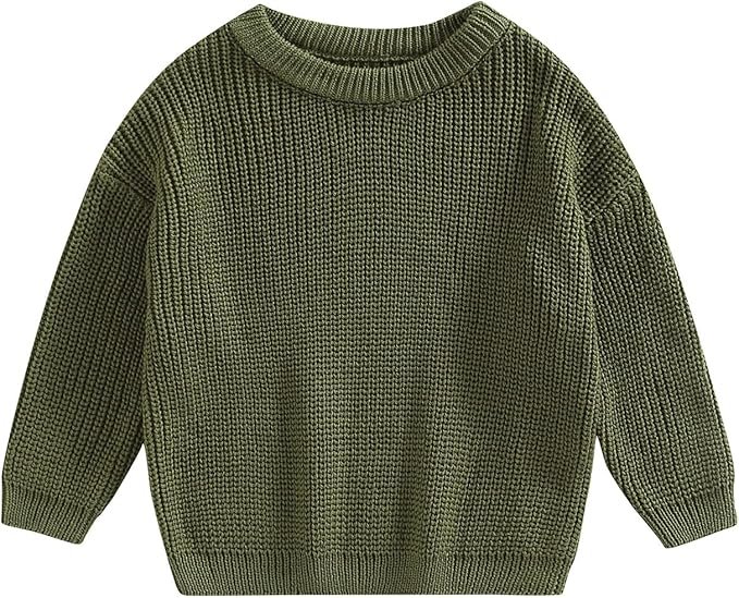 Boys army green crewneck sweater
