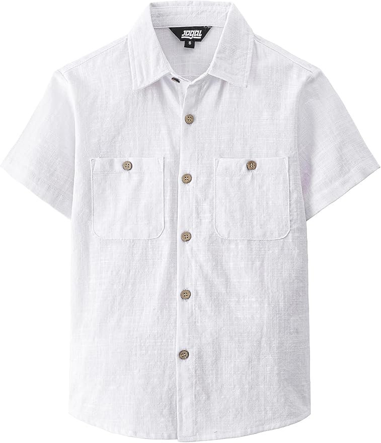 Boys white linen button down shirt