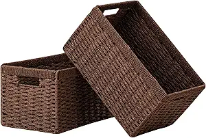 Dark brown wicker storage basket