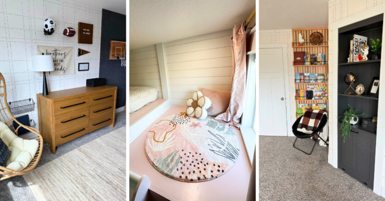 Cool Kids' Room Ideas: A hanging chair and gallery wall and cozy reading nooks