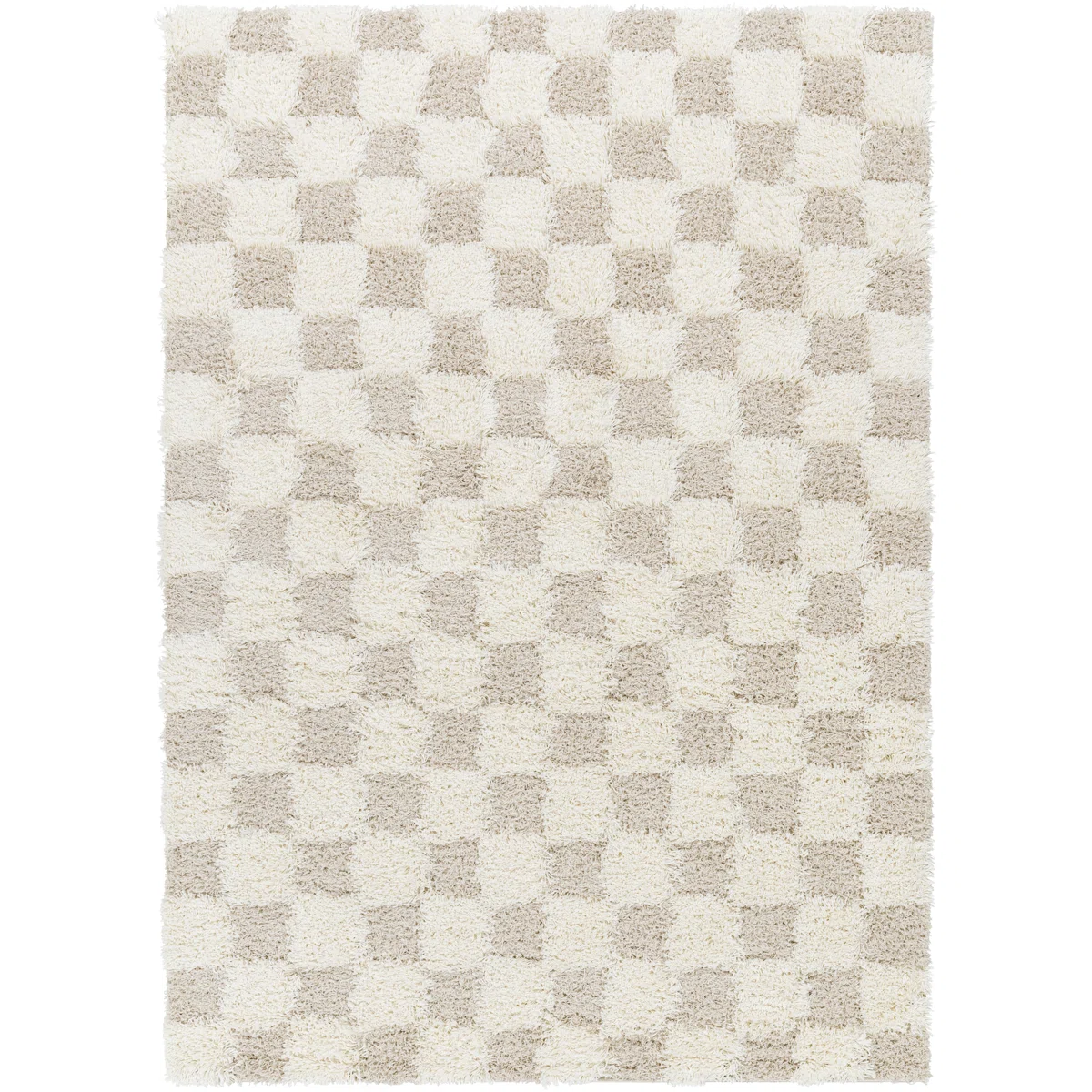 White and beige checkered rug