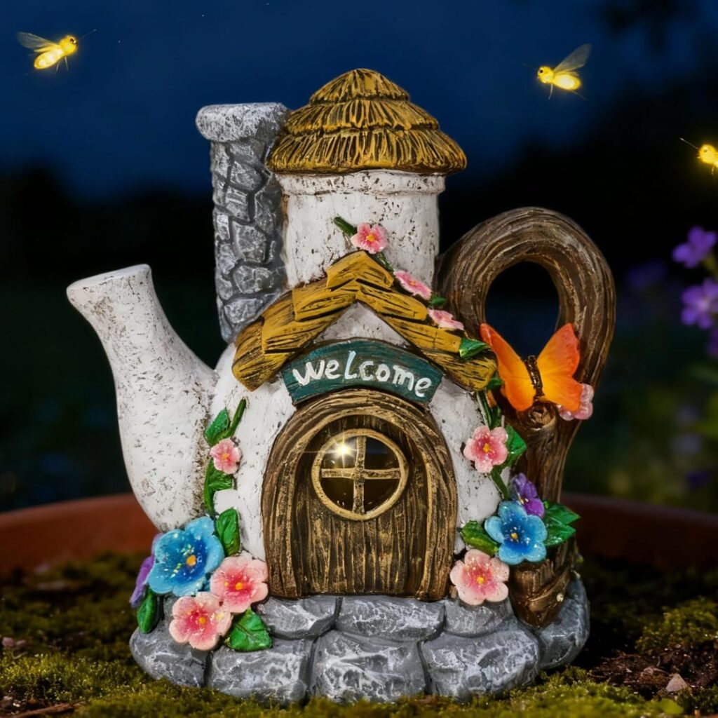 Fairy garden teapot house with chimney