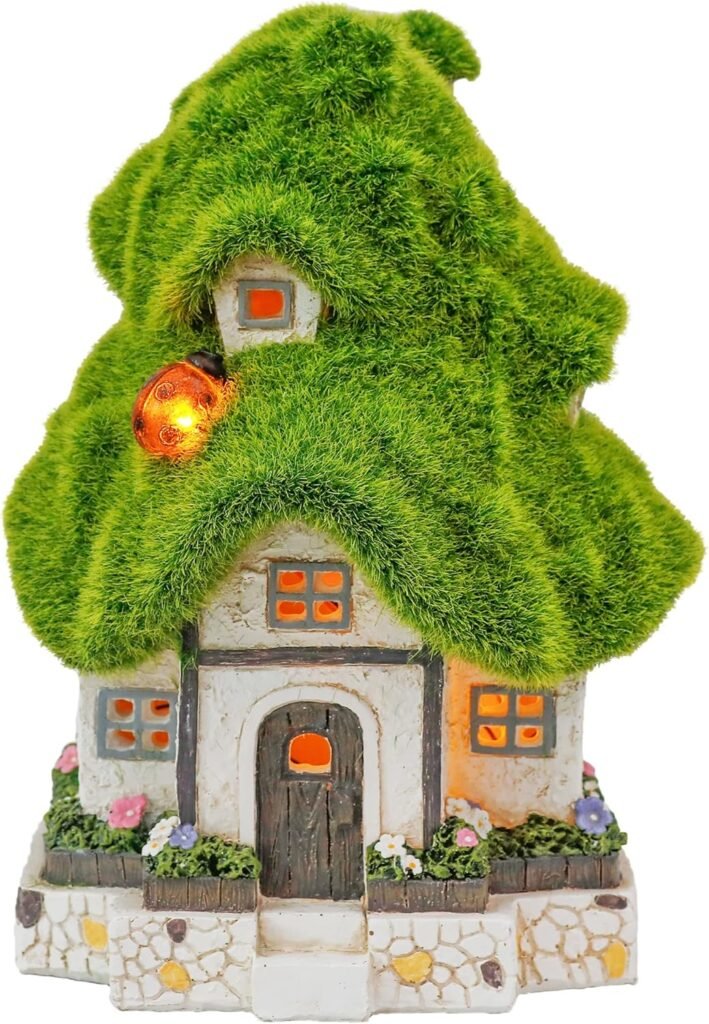 Fairy garden mushroom house with lights
