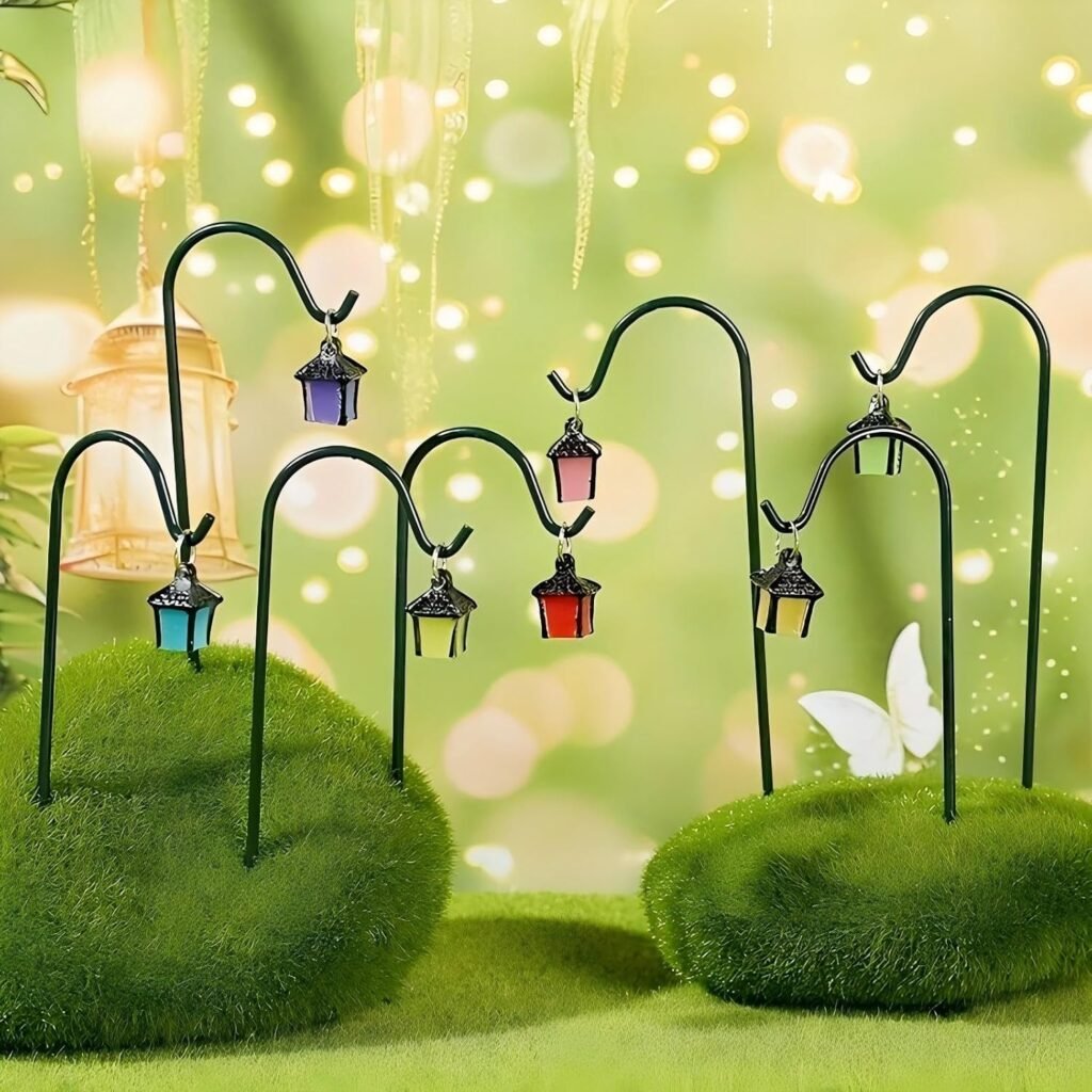 Mini light posts with colorful lanterns