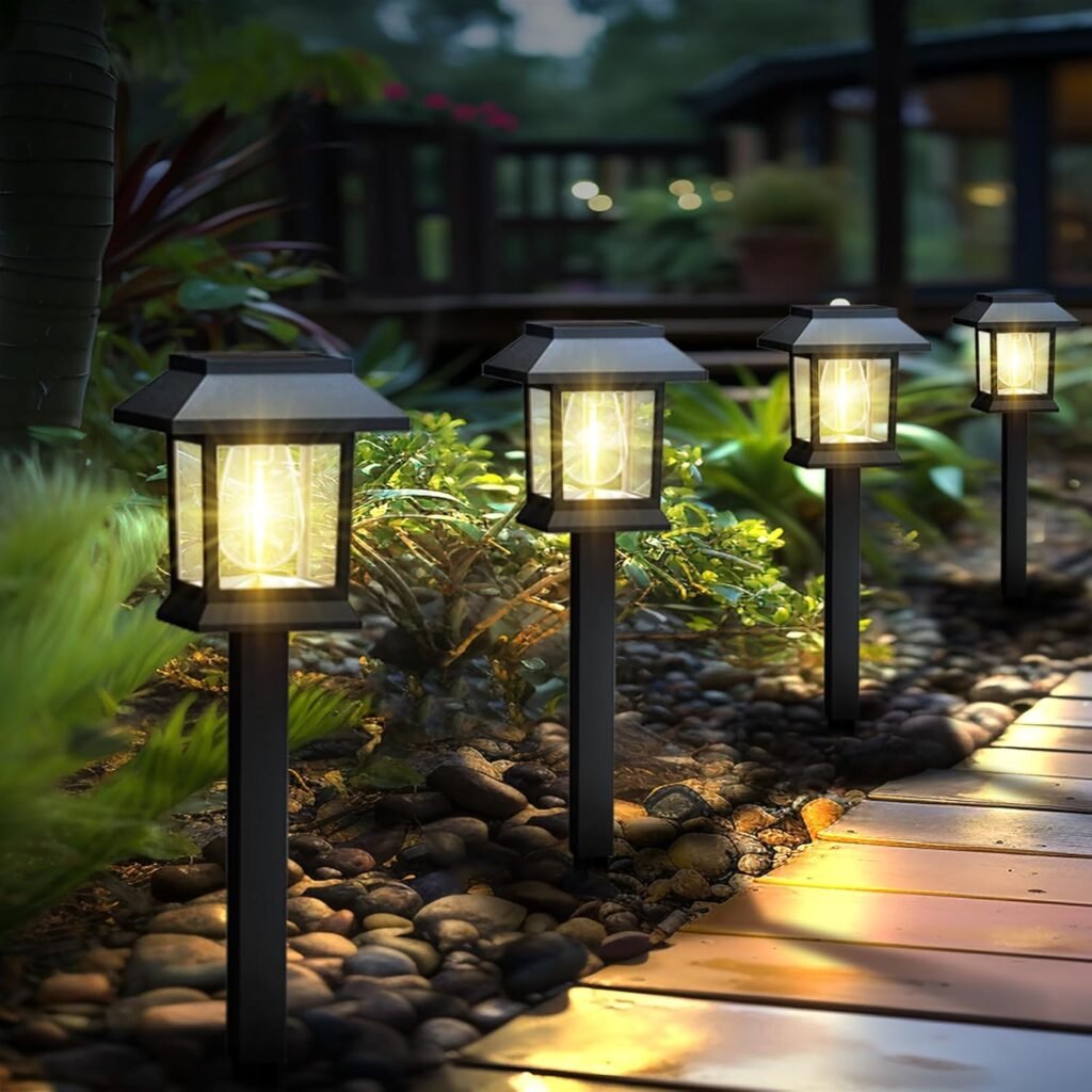 Traditional black pathway lights