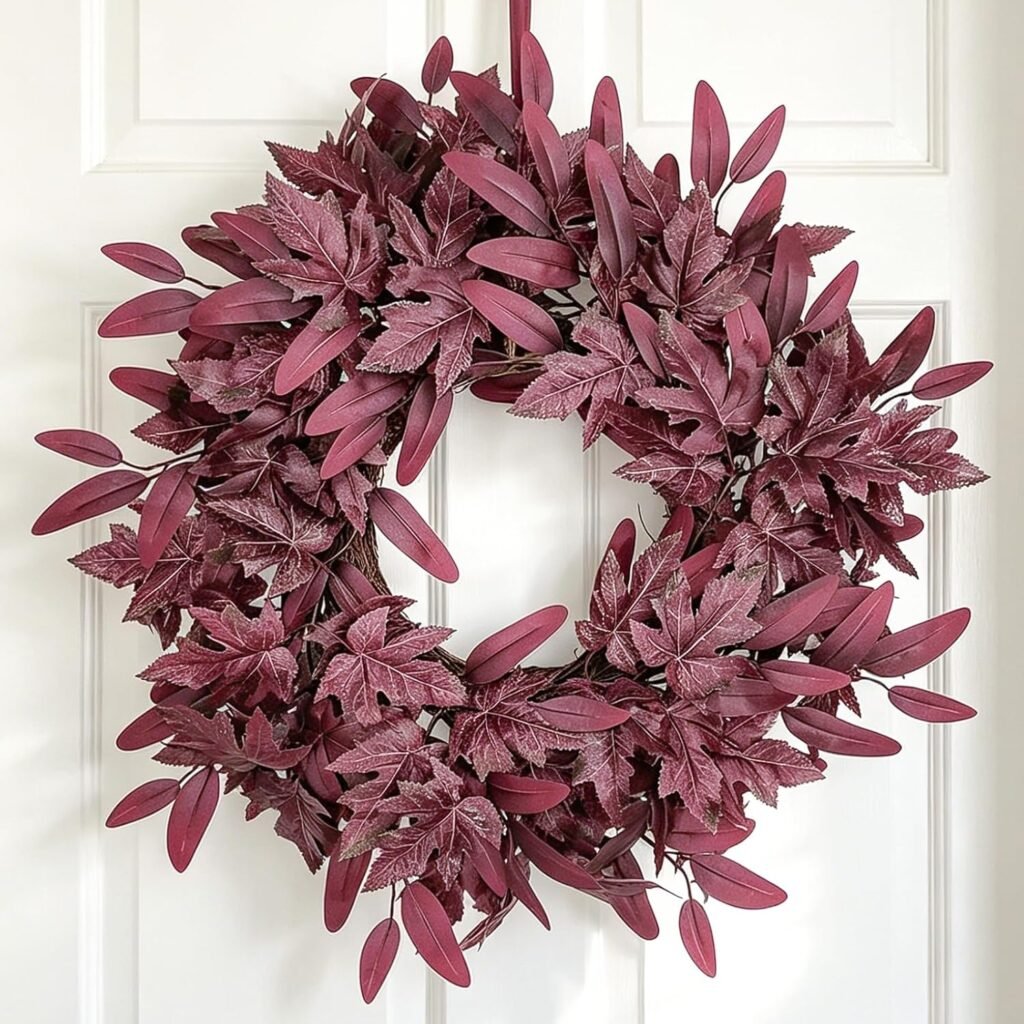 Burgundy maple leaf wreath