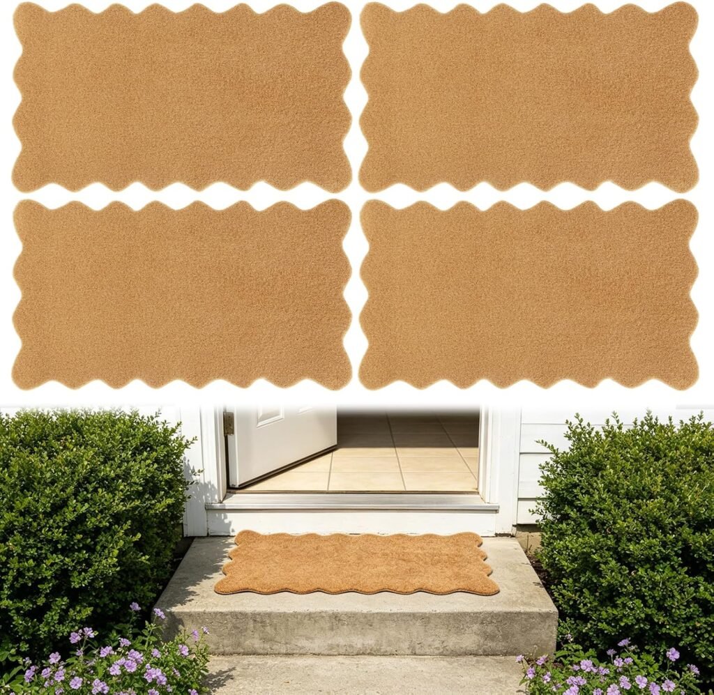 Porch makeover idea: use coir scalloped doormats to write your own message