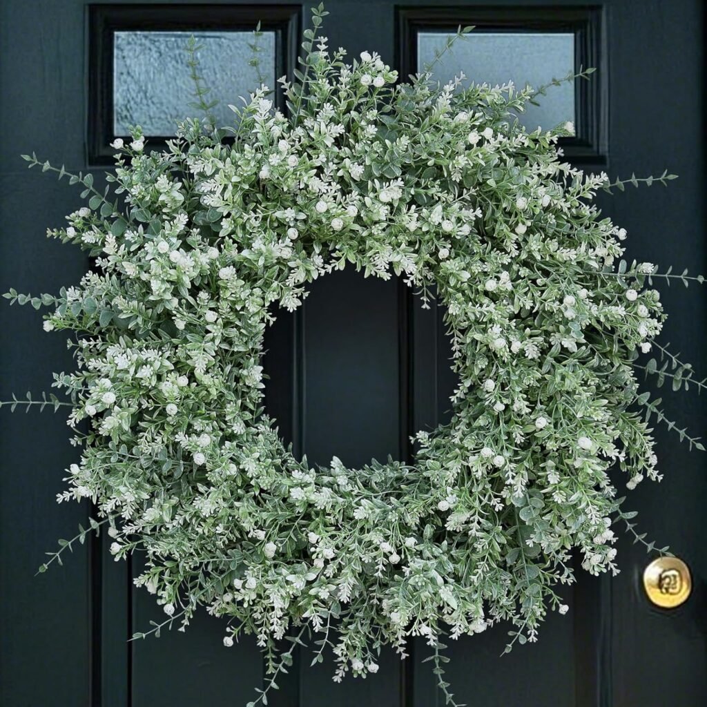 Eucalyptus wreath on black door