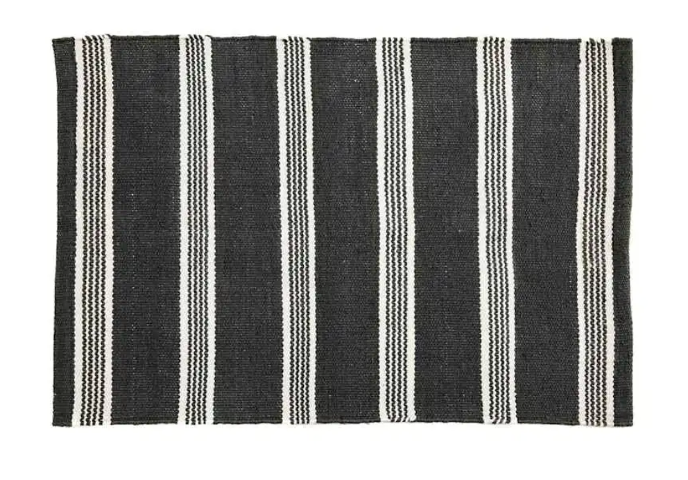 Dark gray striped door mat