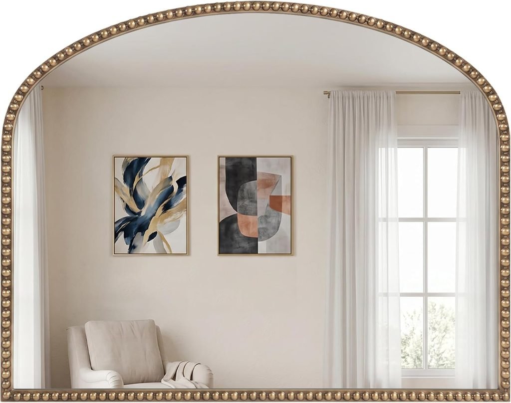 Gold beaded arch mirror 