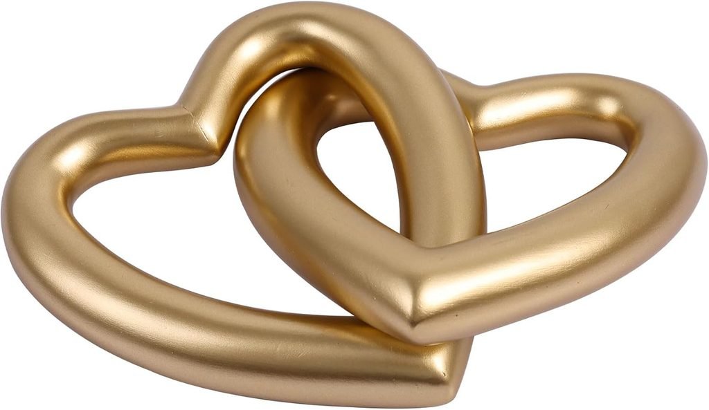 Gold interlocked heart sculpture