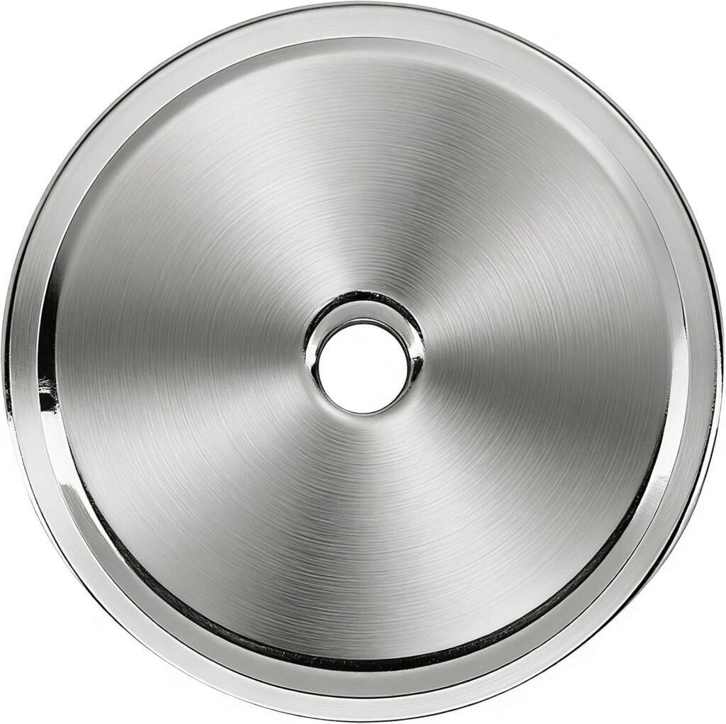Silver circle backplate with a raised rim
