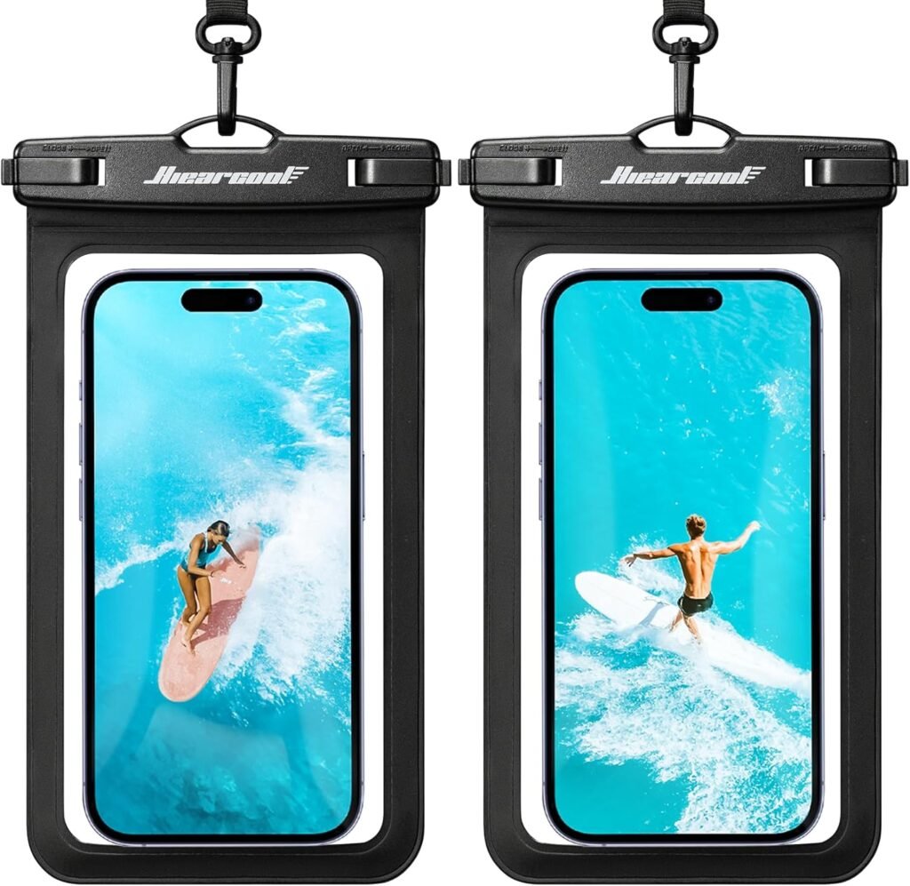 Black waterproof phone cases with lanyards