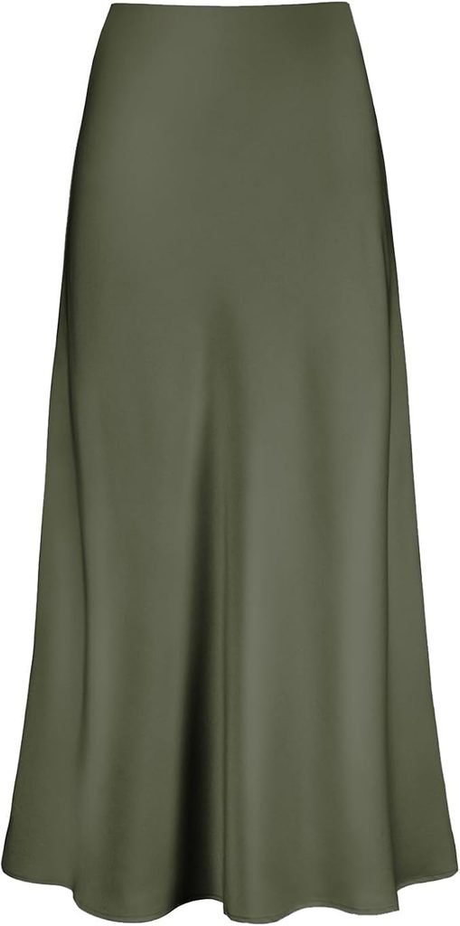 Olive satin skirt
