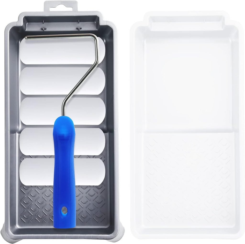 Mini paint rollers with a blue handle