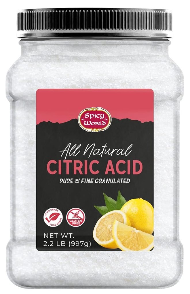Large container of all-natural citric acid for making fizzing potion reactions