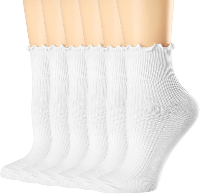 6-pack of white ruffle socks