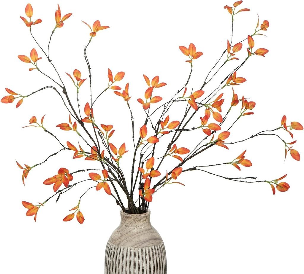 Small orange leaves on branches for a faux fall floral arrangement