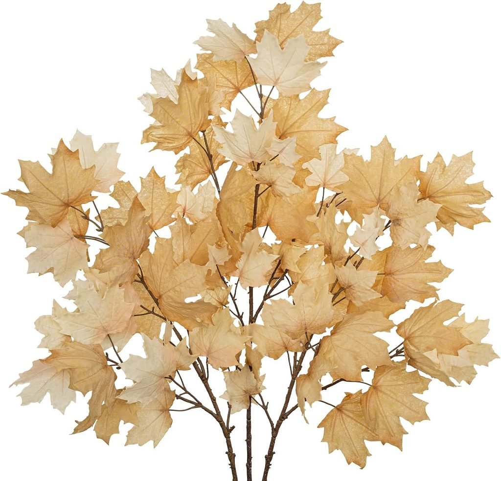 Light brown maple leave stems for a faux fall floral arrangement