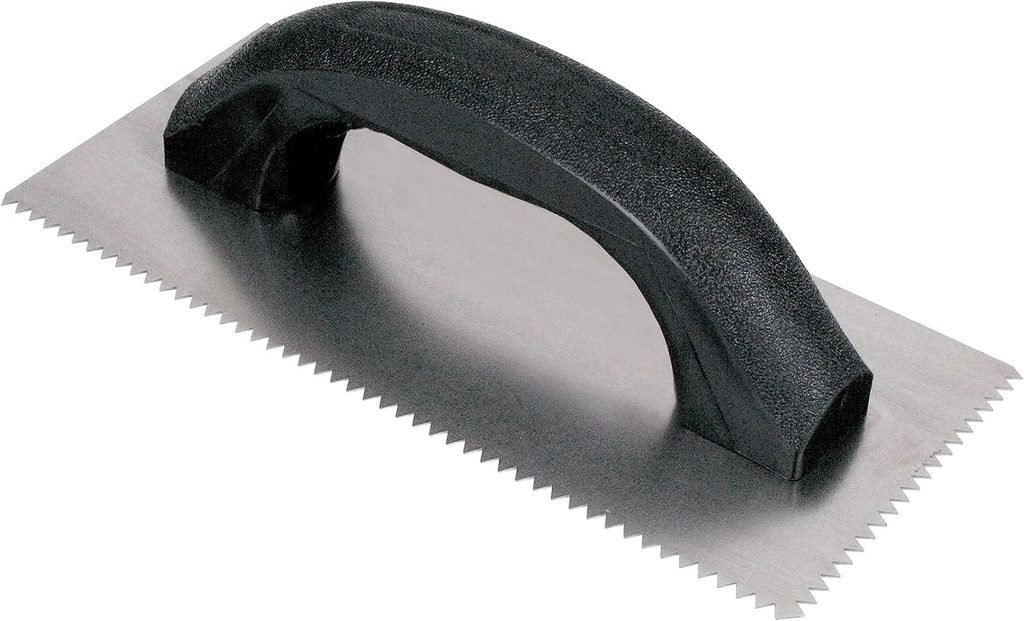Metal trowel with black handle