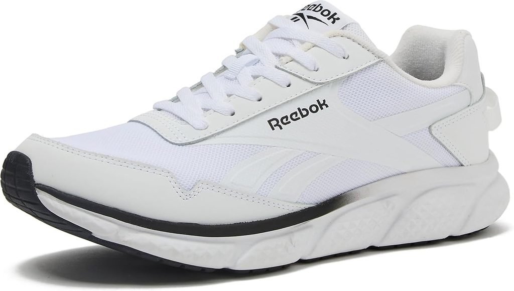 White men’s sneakers with a cushioned sole