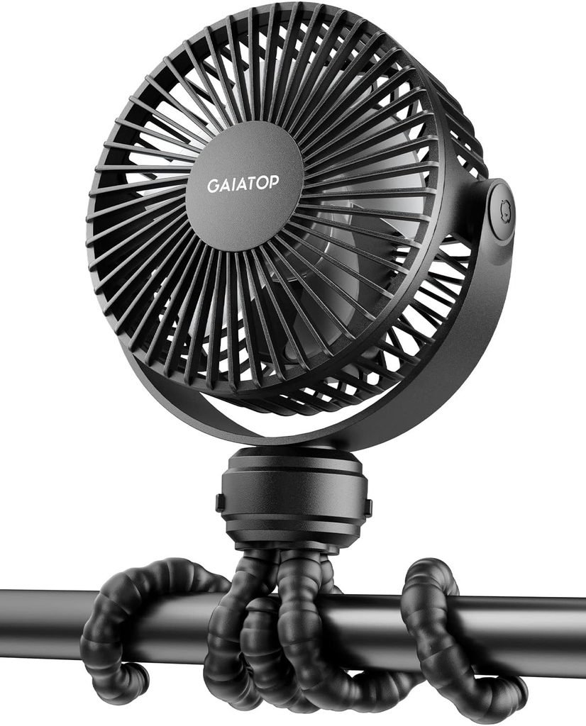 Disney with kids tips: bring a black clip-on stroller fan