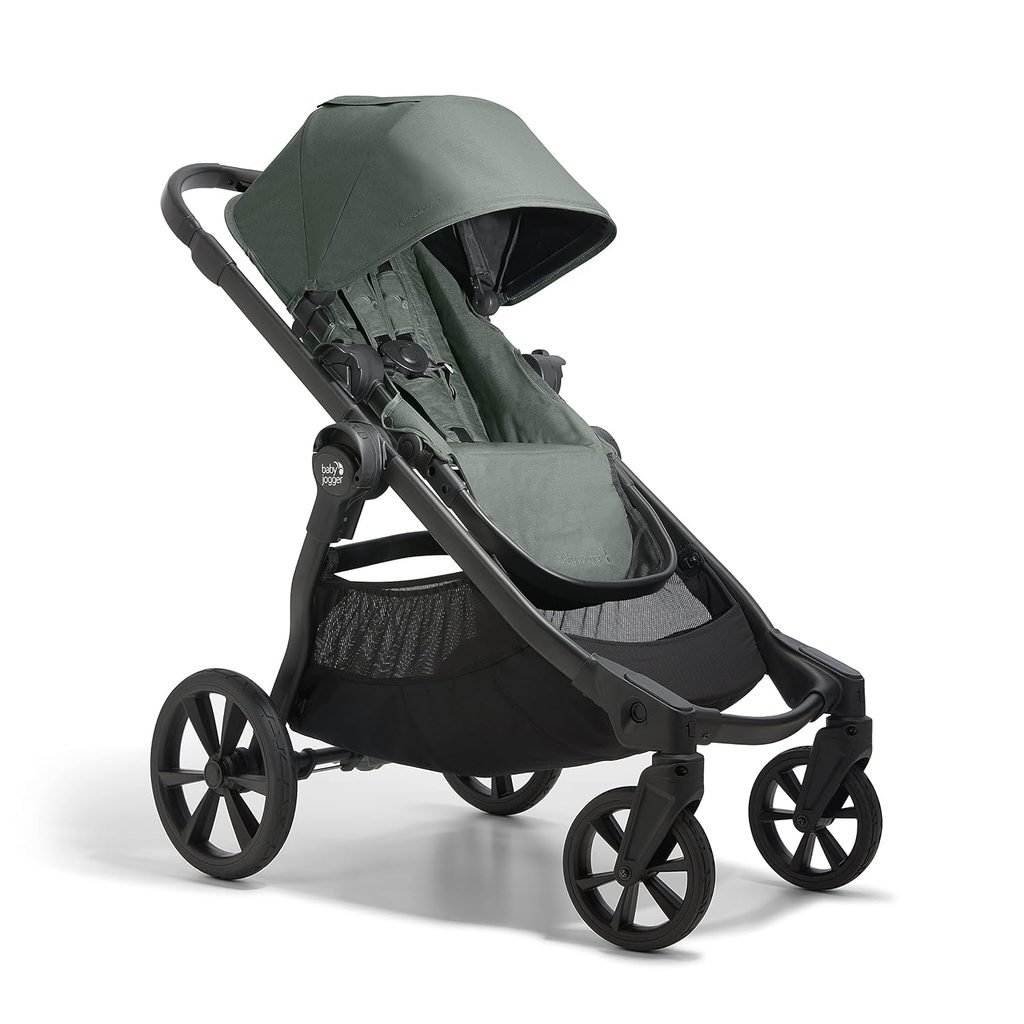 Disney with kids tips: bring an olive green single stroller with a canopy and storage basket