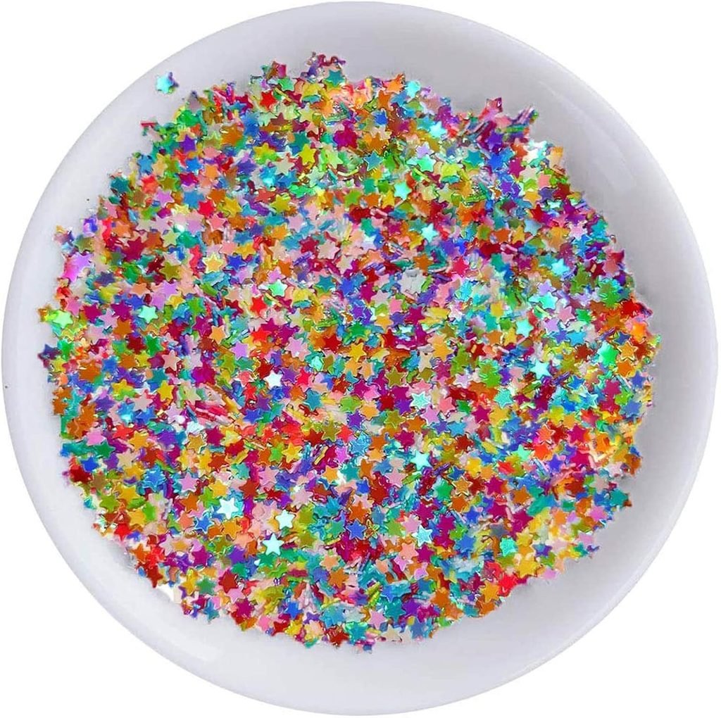 Rainbow star confetti for a kids' potion station