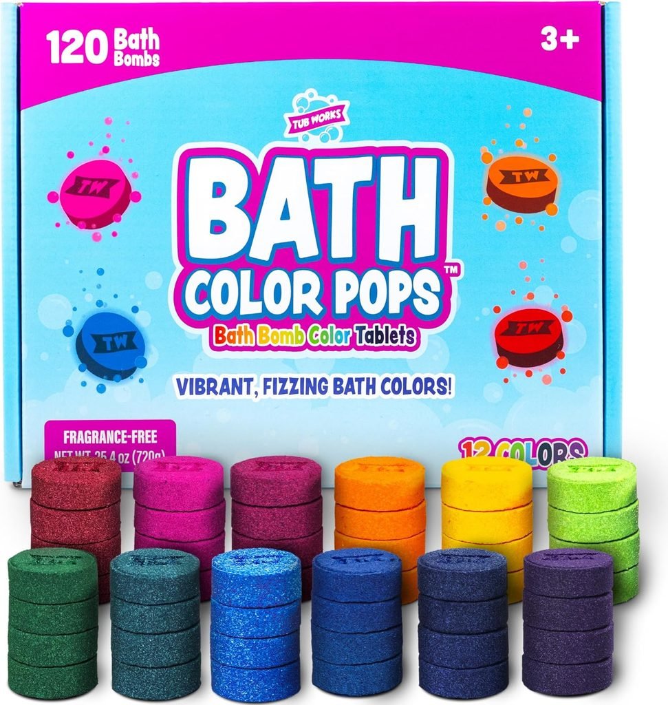Fizzing bath color tablets